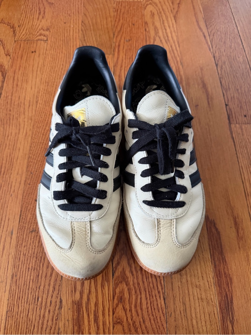 adidas Cream and Black Retro Low-Top Sneakers